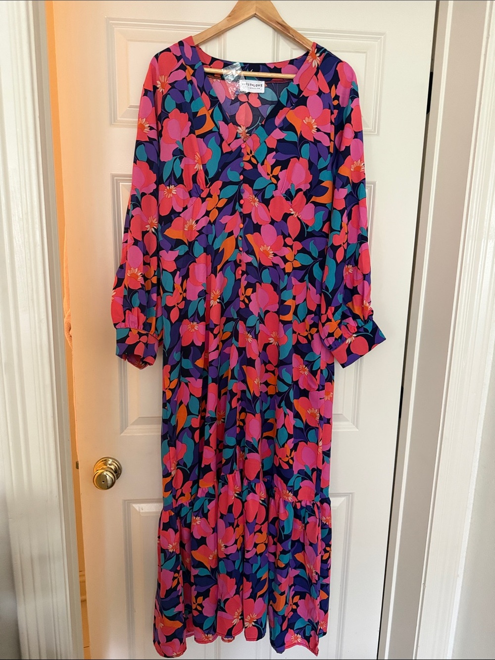 Vibrant Floral Maxi Dress - Pink & Purple